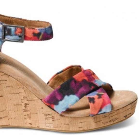 [Toms] Colorful Printed Hemp Strappy Floral Cork Wedge Sandals - Women’s Size 9 - Picture 11 of 11